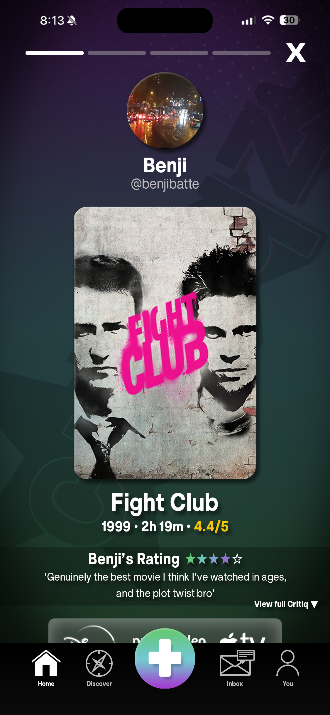 Critiqz Weekly Catch-ups Screen