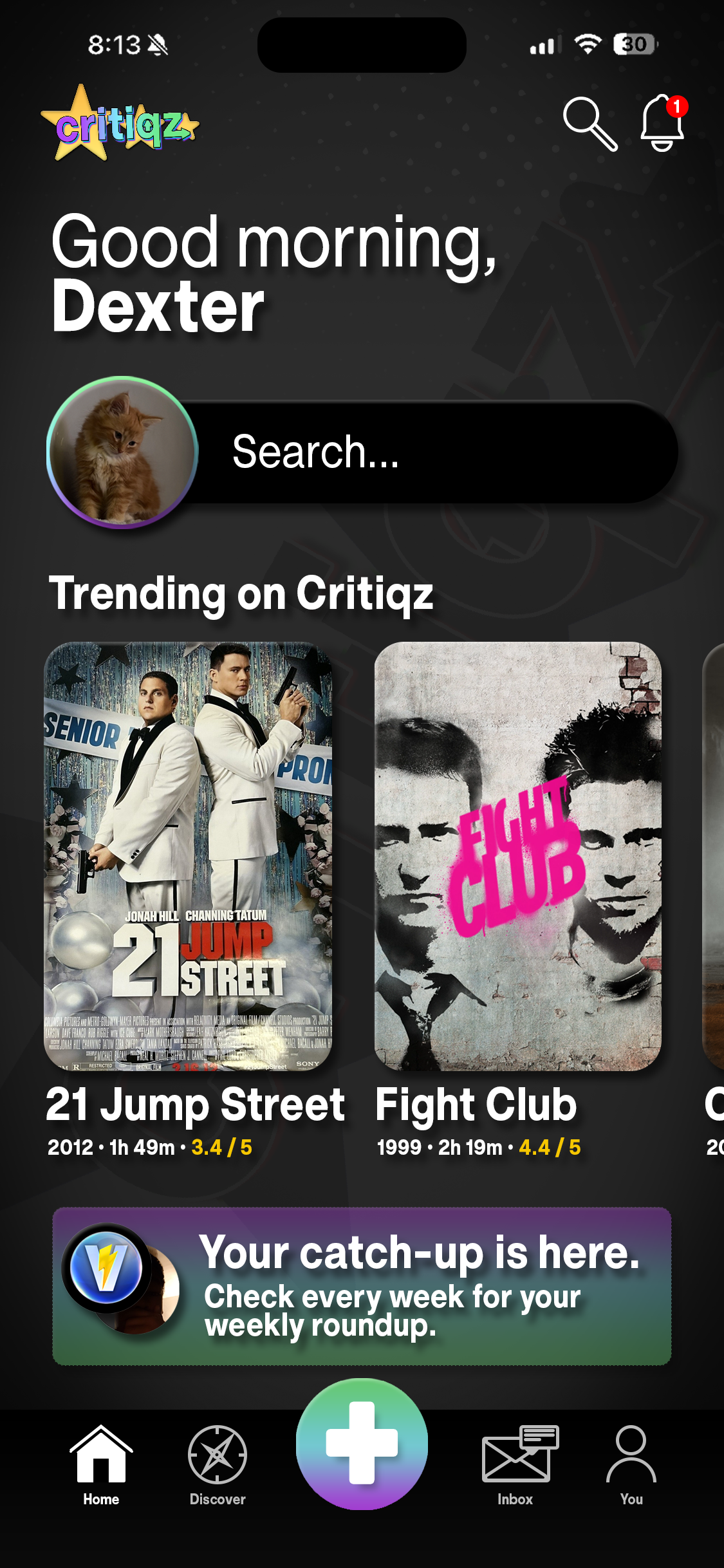 Critiqz Home Screen Interface