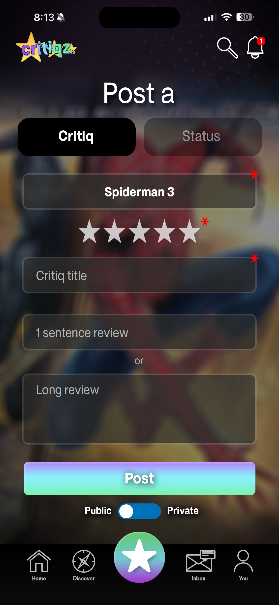 Critiqz Social Feed UI